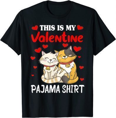 Classic Cute This Is My Valentine Pajama Cat Lover Costume T-Shirt