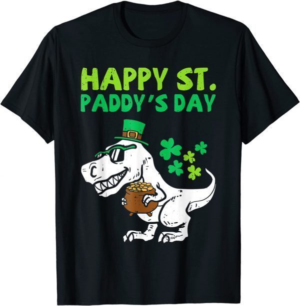 2022 St. Paddys Day Leprechaun Trex Dino Toddler Boys Patricks T-Shirt