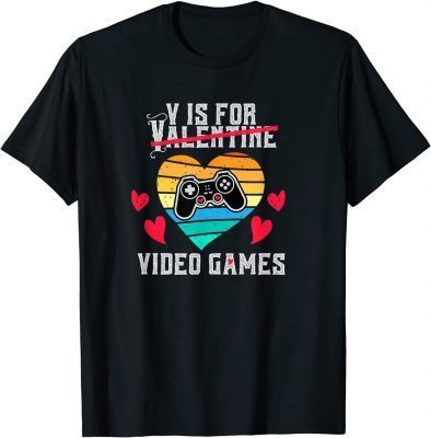 Mens V Is For Video Games Funny Valentines Day Gamer Men gifts T-Shirt