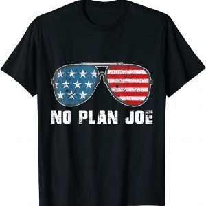 2022 Vintage No Plan Joe USA Flag Joe Biden Conservative Joke T-Shirt