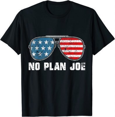 2022 Vintage No Plan Joe USA Flag Joe Biden Conservative Joke T-Shirt