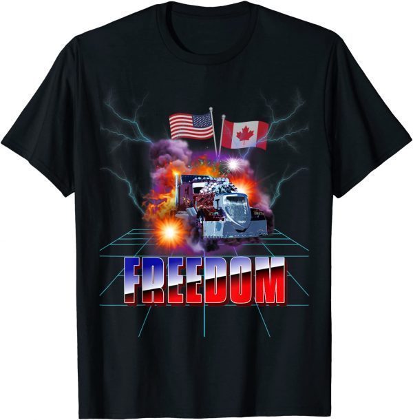 Storm Truck American USA Canada Flag Freedom Convoy Trucker T-Shirt