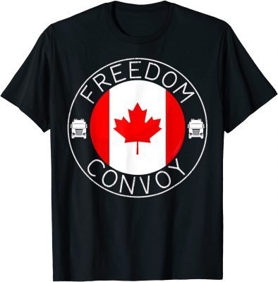 Canada Flag Freedom Convoy 2022 Canadian Trucker Maple Leaf T-Shirt