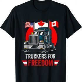 American Flag Canada Flag Freedom Convoy 2022 TRUCKER Driver Shirts