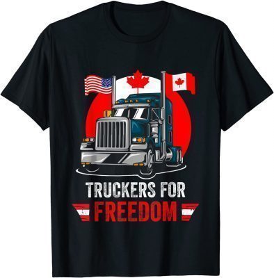 American Flag Canada Flag Freedom Convoy 2022 TRUCKER Driver Shirts