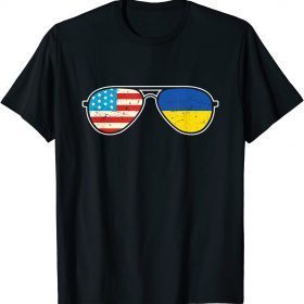 USA Ukraine Flags Joe Biden’s Sunglasses Vintage Distressed Funny T-Shirt