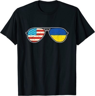 USA Ukraine Flags Joe Biden’s Sunglasses Vintage Distressed Funny T-Shirt