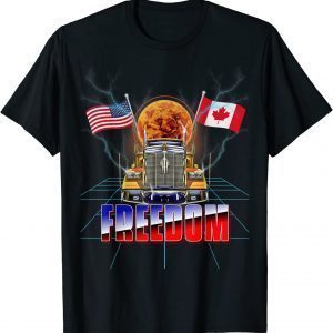 USA American and Canada Flag Freedom Convoy 2022 Trucker Unisex Tee Shirts