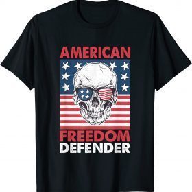 American Freedom Defender USA Flag Skull Unisex Tee Shirts