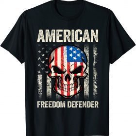 Official American Freedom Defender USA Flag Skull TShirt
