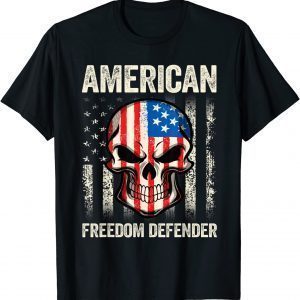 Official American Freedom Defender USA Flag Skull TShirt
