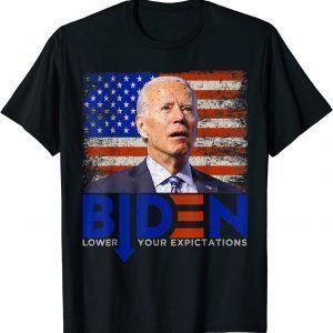 Funny, Biden Lower Your Expectations, Joe Biden Vintage Flag T-Shirt