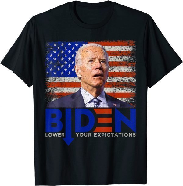 Funny, Biden Lower Your Expectations, Joe Biden Vintage Flag T-Shirt
