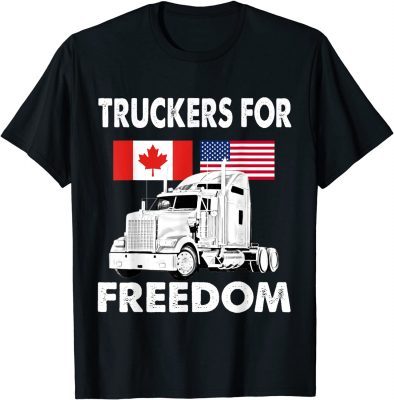 American Flag Canada Flag Freedom Convoy 2022 Truck Driver Shirt