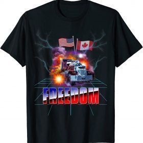 Funny Storm Truck American USA Canada Flag Freedom Convoy Trucker Tee Shirt