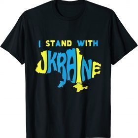 2022 Support I Stand With Ukraine American Ukrainian Flag T-Shirt
