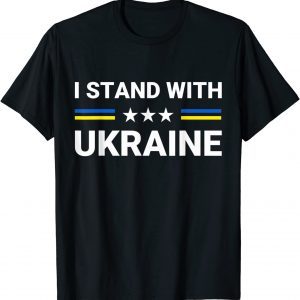 Support I Stand With Ukraine American Ukrainian Flag T-Shirt
