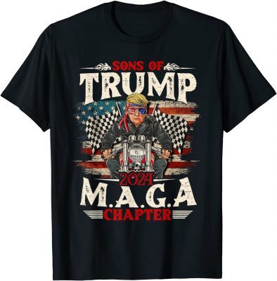 Sons Of Trump 2024 MAGA Chapter USA Flag Funny TShirt