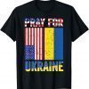 T-Shirt Pray For Ukraine Support Ukrainian American USA Flag