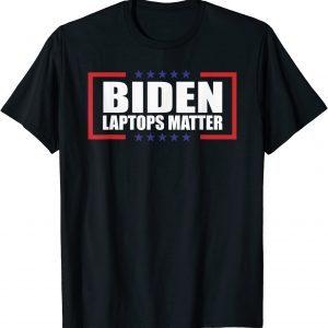 Biden Laptops Matter Cool Anti Biden Quote USA Flag T-Shirt
