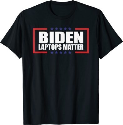 Biden Laptops Matter Cool Anti Biden Quote USA Flag T-Shirt