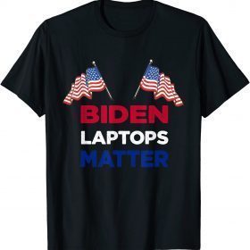 Funny Biden Laptops Matter Cool USA Flag Anti Joe Biden T-Shirt