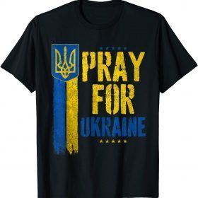 T-Shirt Pray For Ukraine Vintage US Ukraine Flag Support Ukrainian