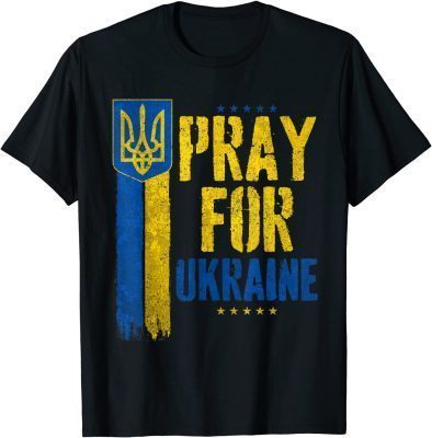 T-Shirt Pray For Ukraine Vintage US Ukraine Flag Support Ukrainian