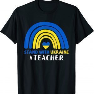 2022 Teacher Support Ukraine I Stand With Ukraine Ukrainian Flag Official T-Shirt