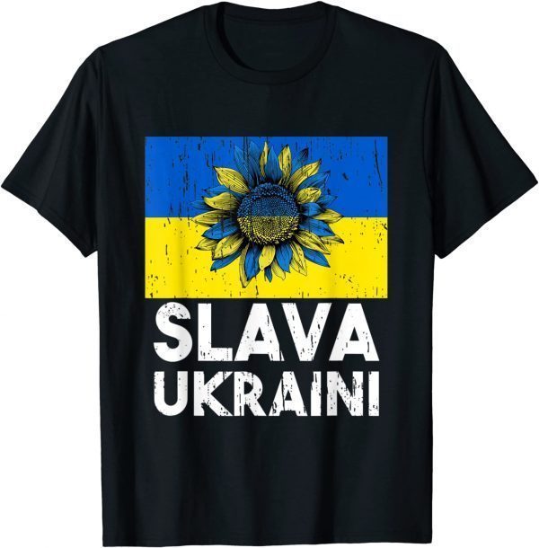 T-Shirt Slava Ukraini Sunflower Vintage Stand With Ukraine