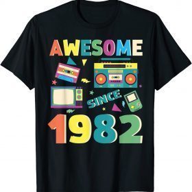 TShirt Awesome Since 1982 Vintage 1982 40th Birthday 40 Years Old