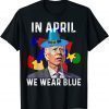 2022 Joe Biden In April We Wear Blue Autism Awareness Puzzle Tee Shirts