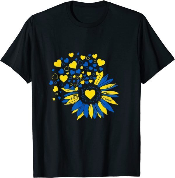 Classic Support Ukraine Sunflower Ukrainian Flag Heart Mens Womens Shirt