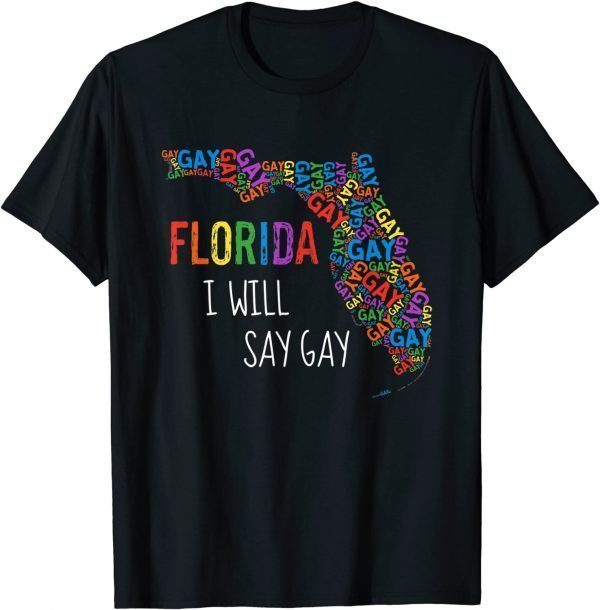 Funny Florida Gay I Will Say Gay Say Love Proud LGBTQ Gay Rights T-Shirt