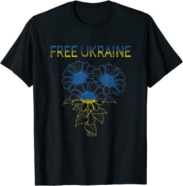 2022 Flag Free Ukraine sunflower, Ukrainian Support Lover Tee Shirts