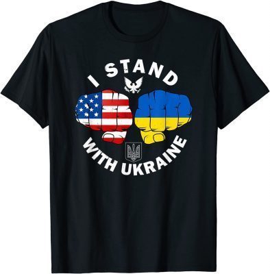 T-Shirt Support Ukrainian American USA Flag I stand with ukraine Ukraine Strong, Peace Ukraine