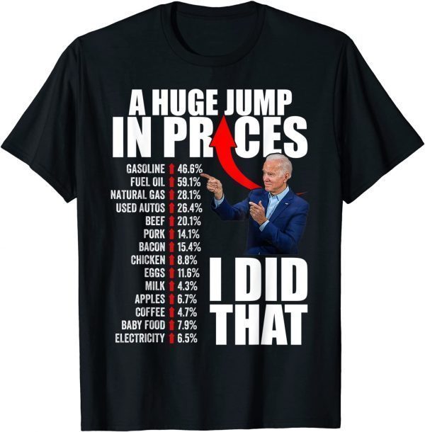 Official Biden A Huge Jump In High Prices Inflation Gas Prices Memes Gift T-Shirt