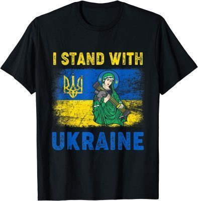 2022 Vintage I Stand With Ukraine Saint Javelin Ukrainian Flag T-Shirt
