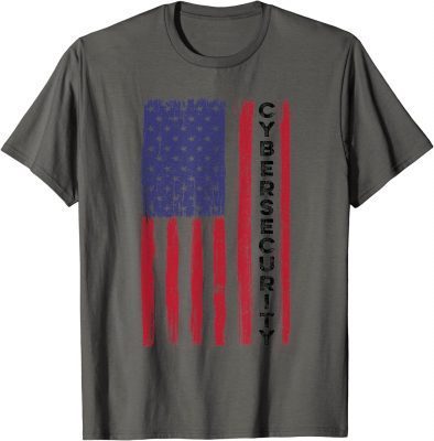 T-Shirt Cybersecurity US Flag Distressed