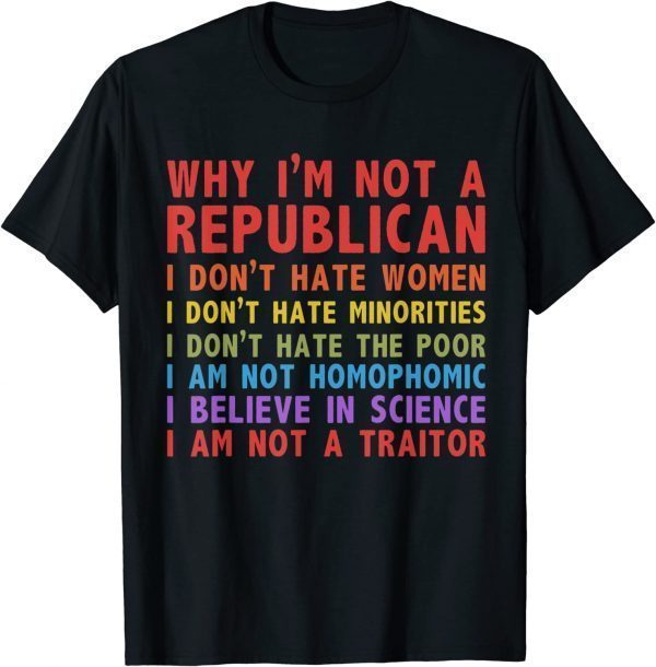 Why I'm Not A Republican I Don't Hate Women Official T-Shirt