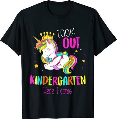 Back To School Look Out Kindergarten Here I Come Unicorn Kid Classic T-Shirt