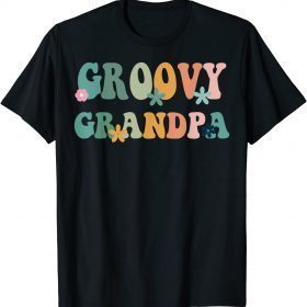 Mens Groovy Grandpa Retro Matching Family Baby Shower T-Shirt