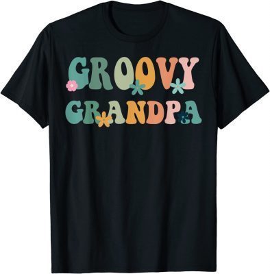Mens Groovy Grandpa Retro Matching Family Baby Shower T-Shirt