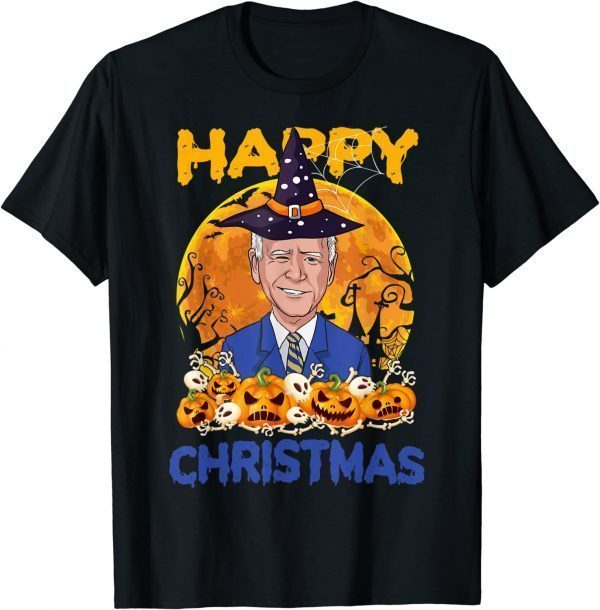 Halloween Funny Joe Biden Witch Hat Xmas Merry Christmas T-Shirt