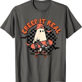 Official Creep It Real Ghost Halloween Sweating Sucks Skeleton Boys T-Shirt