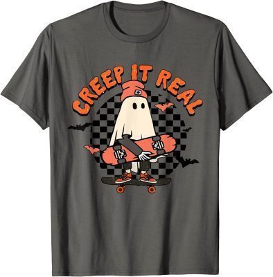 Official Creep It Real Ghost Halloween Sweating Sucks Skeleton Boys T-Shirt