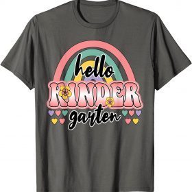 Funny First Day of School Hello Kindergarten Teacher Rainbow Kids T-Shirt