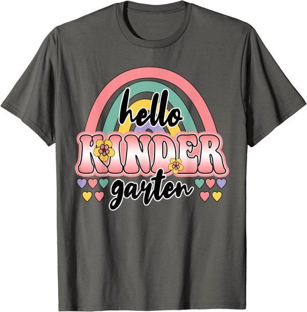 Funny First Day of School Hello Kindergarten Teacher Rainbow Kids T-Shirt