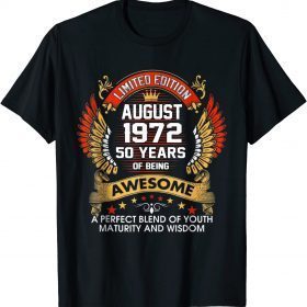 Official August 1972 50 Years Of Being Awesome 50th Birthday T-Shirt