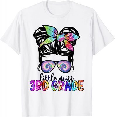 Classic Little Miss Third Grade Funny Messy Bun Back To School T-Shirt